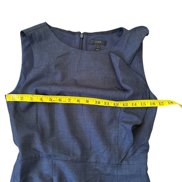 J. Crew Wool Sheath Dress Women’s Size 4 Blue Ruffle Accent Sleeveless Classic - Picture 7 of 9